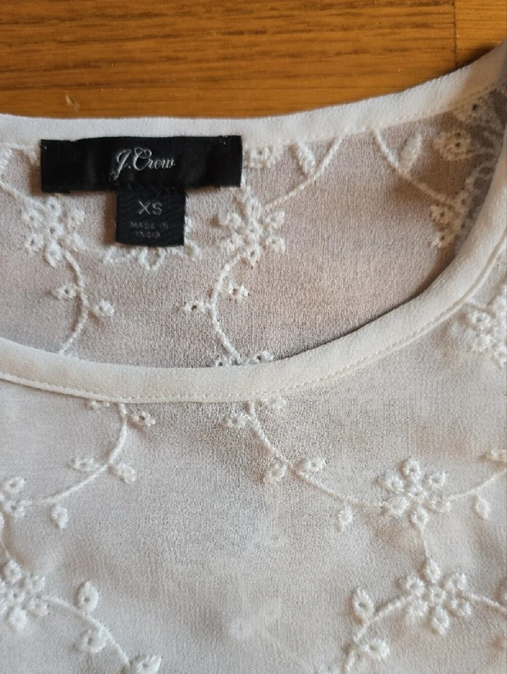J. Crew Sheer White Eyelet Romantic Embroidered Long-Sleeve Blouse | XS